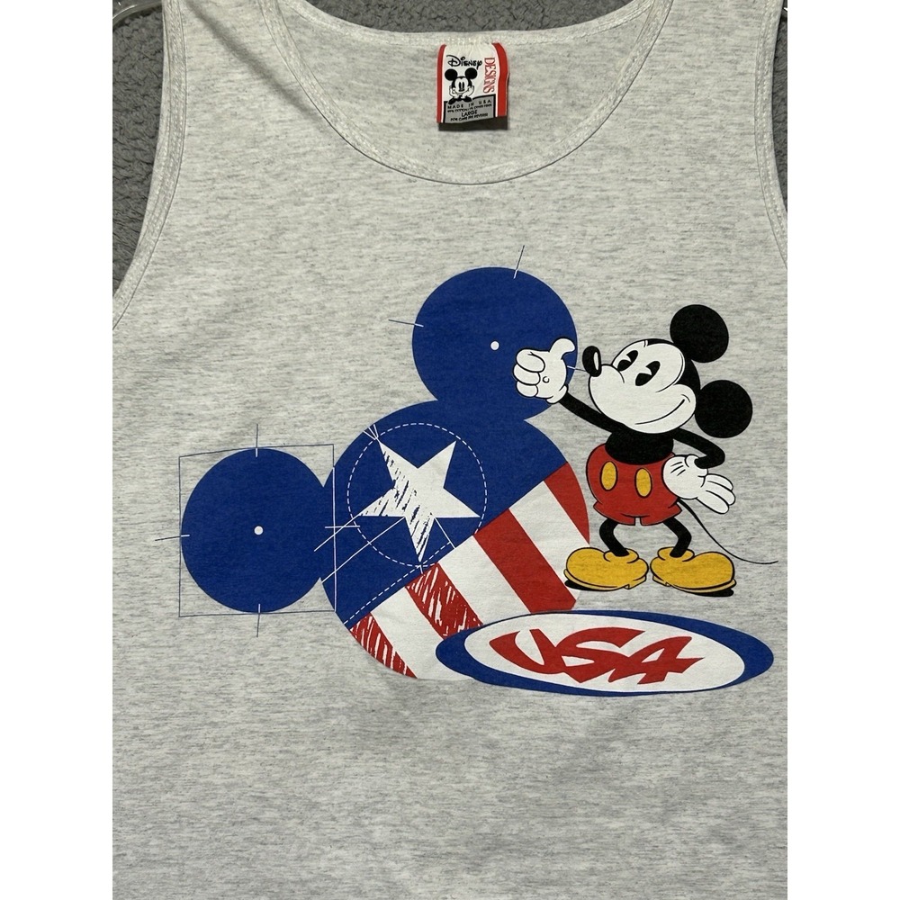 Vintage 1996 Disney Designs Mickey Mouse USA Flag Mouse Ears Tank Top Made USA L - Picture 5 of 11